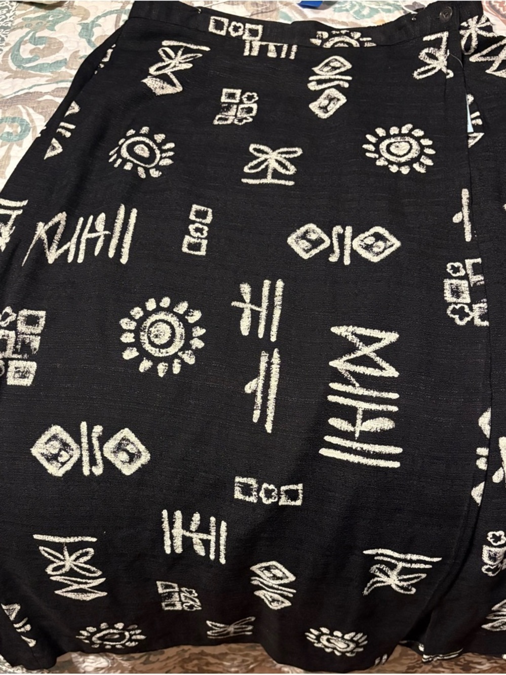 Studio C Black Skirt with Cream Tribal Motif